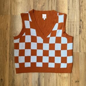 Checkered Knit Vest